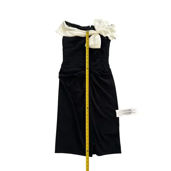 Tadashi Shoji Bow Pleated Crepe Dress Size Medium NWT Cocktail Event Wedding